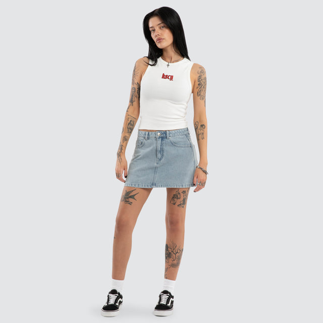 Model wears Lenora Rib Tank Natural White Tanks White – image 5