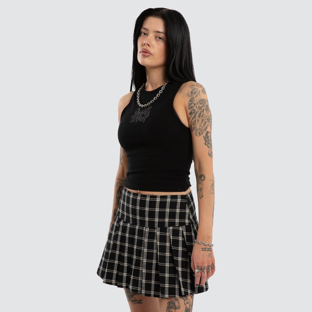 Model wears Odette Rib Tank Jet Black Tanks Black – image 3