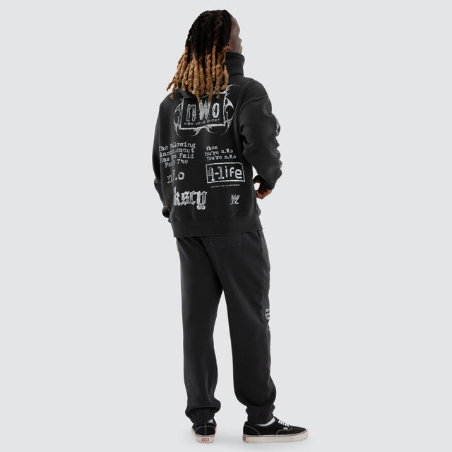 Model wears NWO 4 Life Oversized Hoodie Pigment Anthracite Black Hoodies Black – image 7