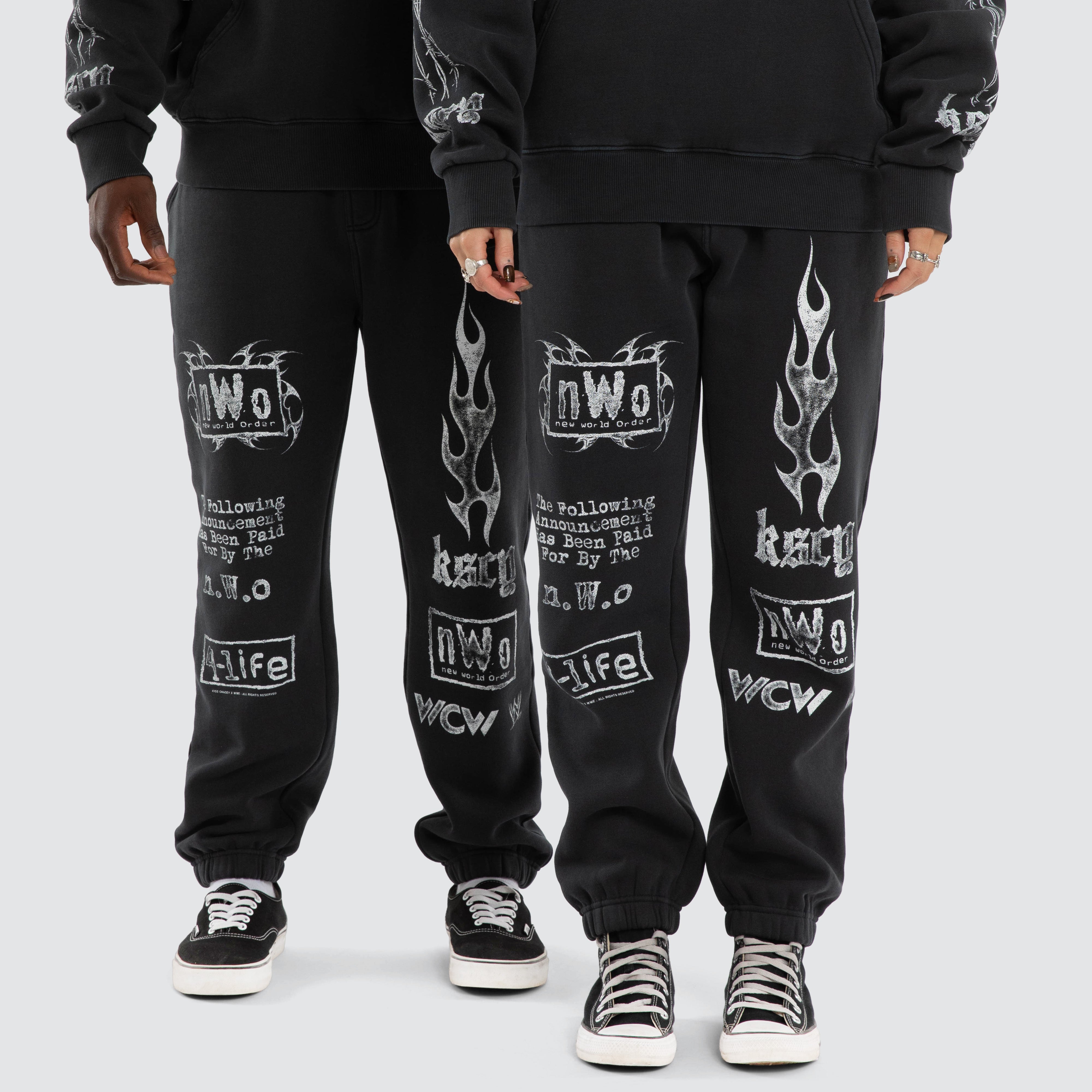 WWE x KSCY NWO 4 Life Straight Trackpant in Black | Neverland Store