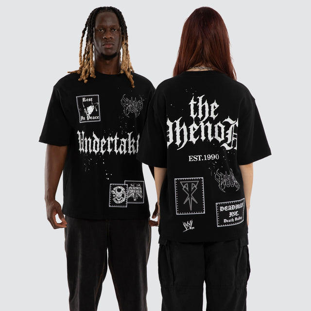 Model wears The Undertaker Casket Oversized Tee Jet Black T-Shirts Black – image 1
