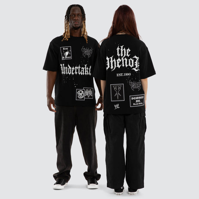 Model wears The Undertaker Casket Oversized Tee Jet Black T-Shirts Black – image 4