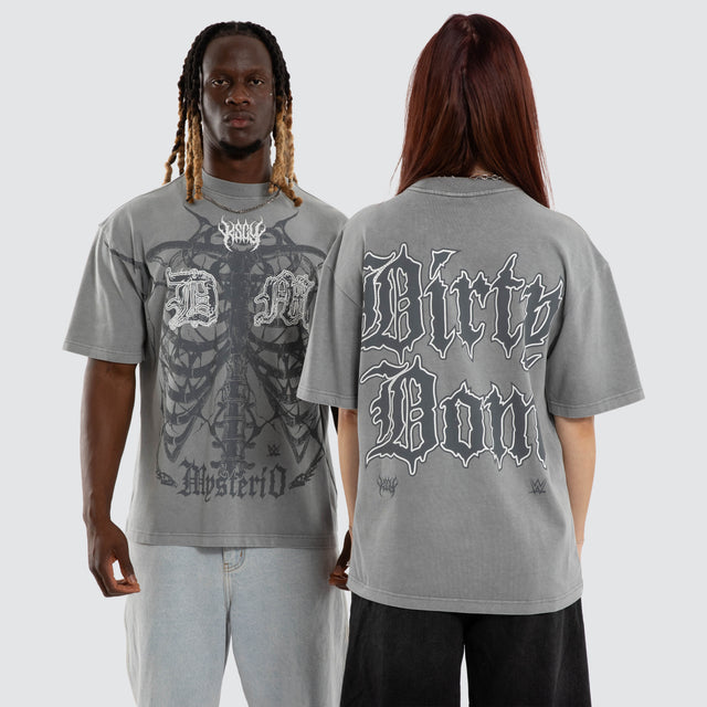 Model wears Dom Mysterio Street Tee Pigment Ultimate Grey T-Shirts Grey – image 1