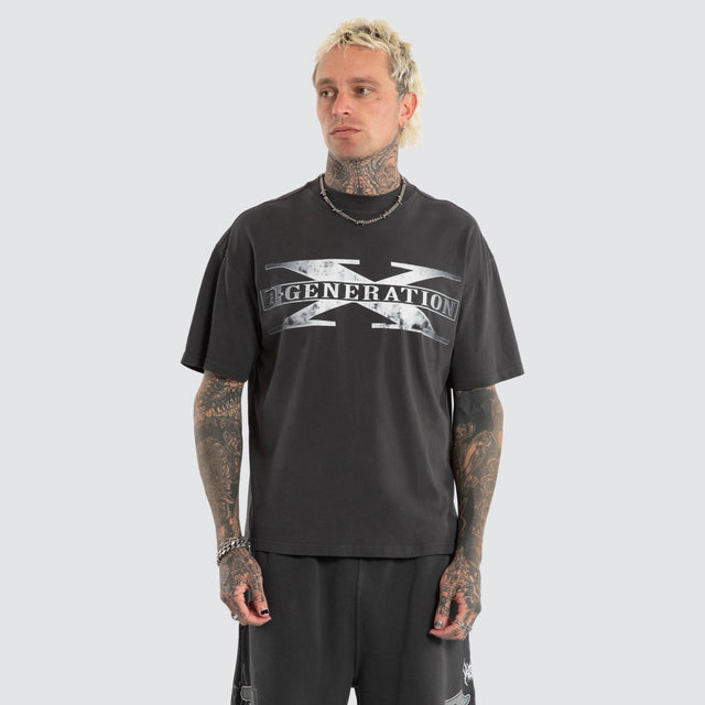 Model wears D-Gen X Suck It Street Tee Pigment Black T-Shirts Black – image 4