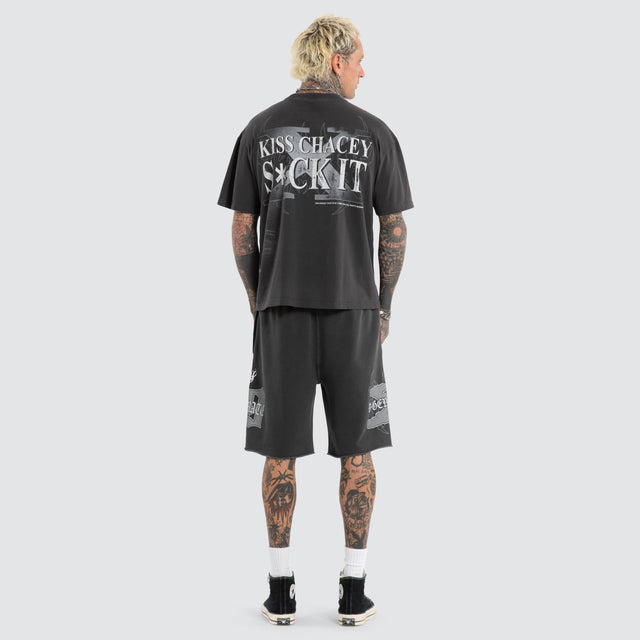 Model wears D-Gen X Suck It Street Tee Pigment Black T-Shirts Black – image 7