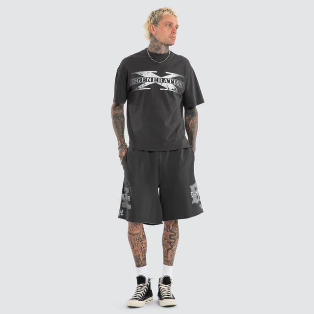 Model wears D-Gen X Suck It Street Tee Pigment Black T-Shirts Black – image 2
