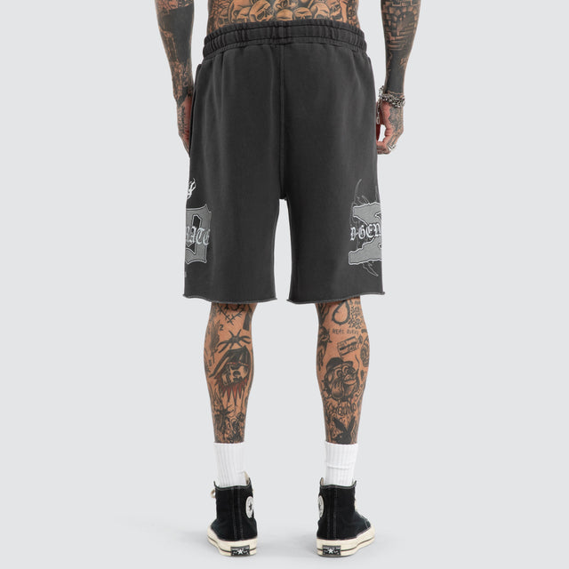 Model wears D-Generation X LB Trackshort Pigment Black Trackshorts Black – image 6