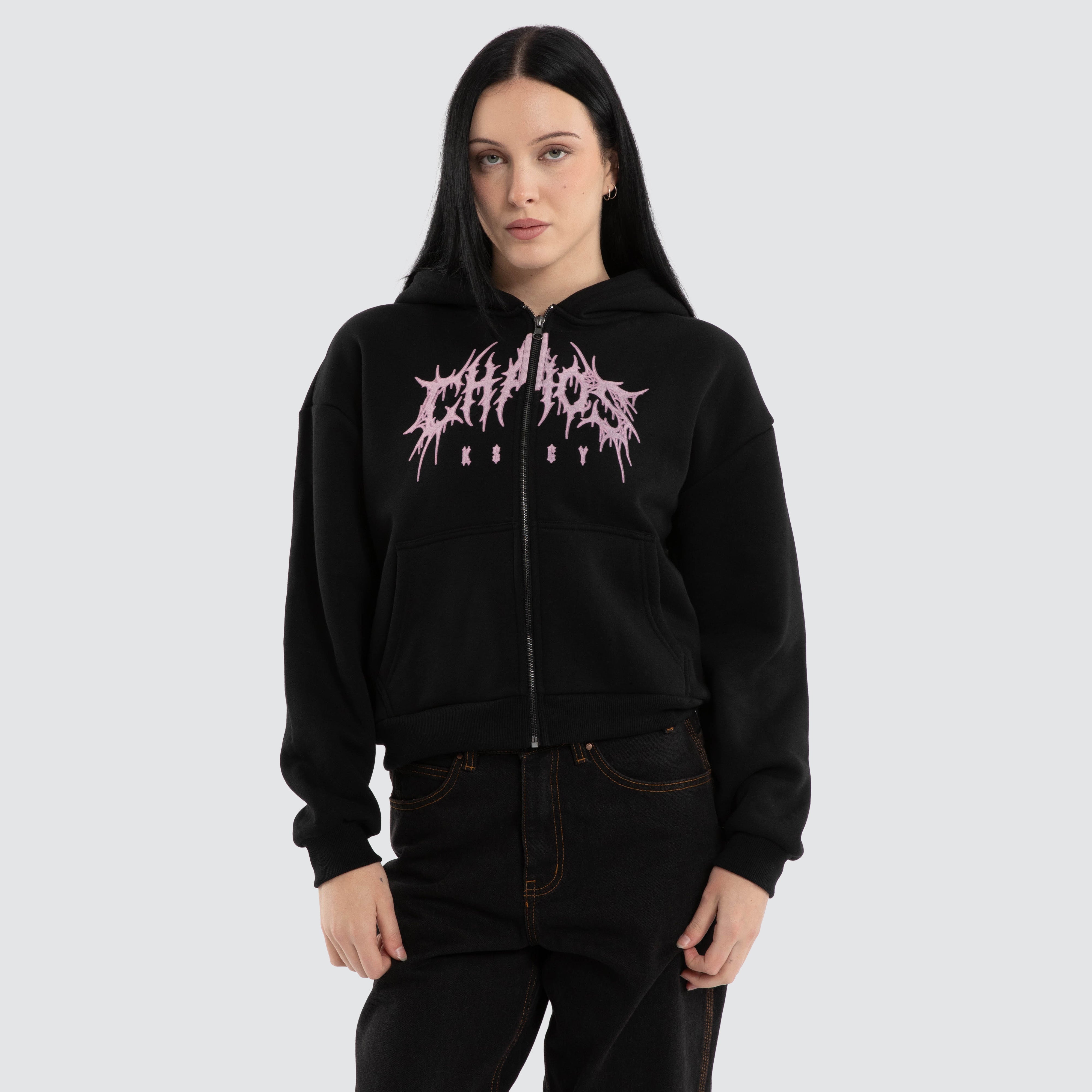 KSCY Caterina Street Zip Hoodie in Black | Neverland Store