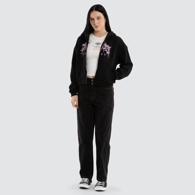 Caterina Street Zip Hoodie Jet Black
