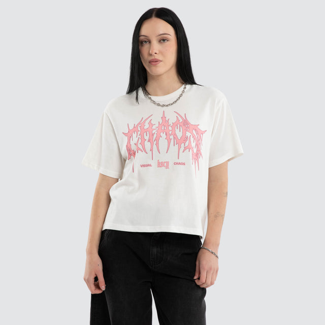 Alessandra Rebel Crop Tee Natural White