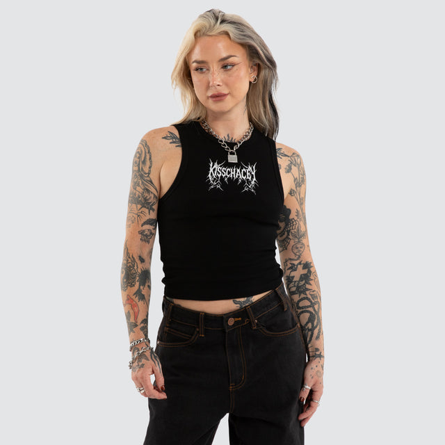 Iris Rib Tank Jet Black