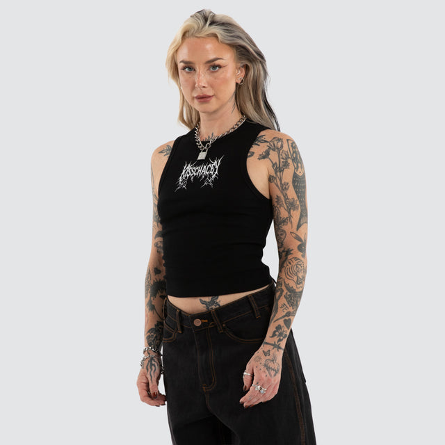 Iris Rib Tank Jet Black