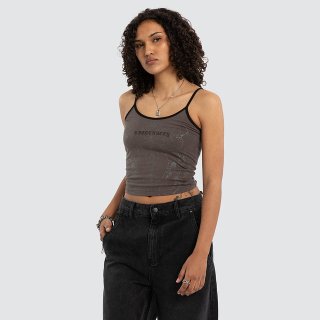 Luke Walker Array Crop Cami Charcoal