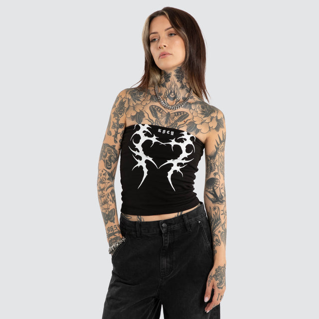 Biting Bandeau Top Jet Black