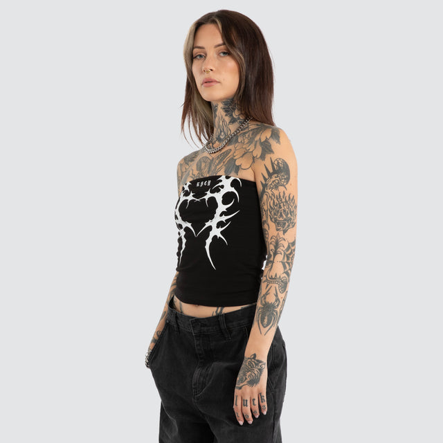 Biting Bandeau Top Jet Black