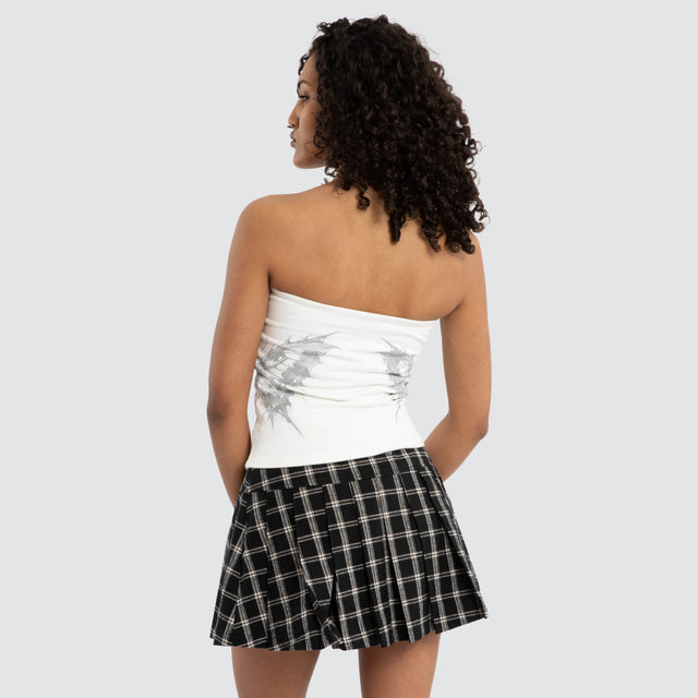 Model wears Reborn Bandeau Top Optical White T-Shirts White – image 5