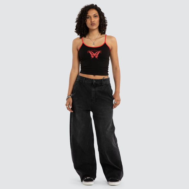 Lycoris Crop Cami Jet Black