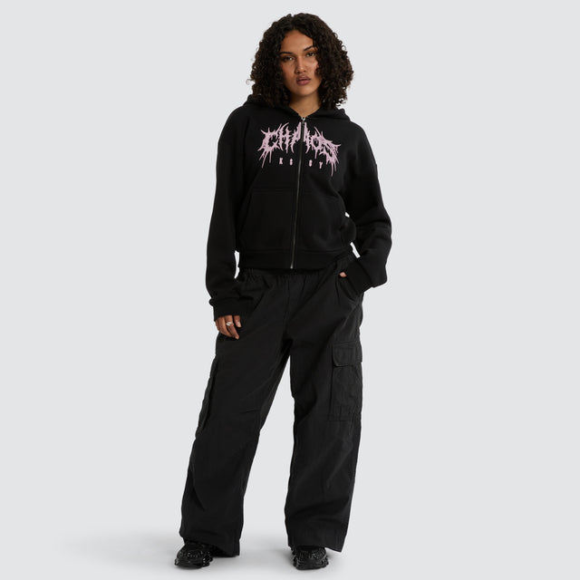 Caterina Street Zip Hoodie Jet Black