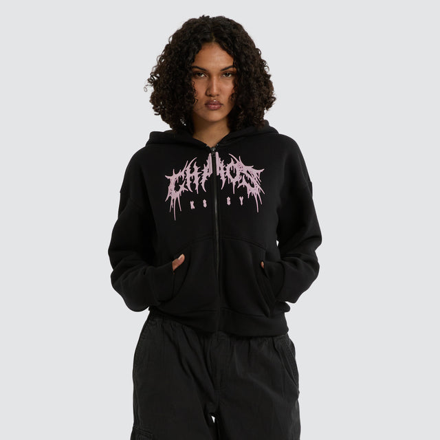 Caterina Street Zip Hoodie Jet Black