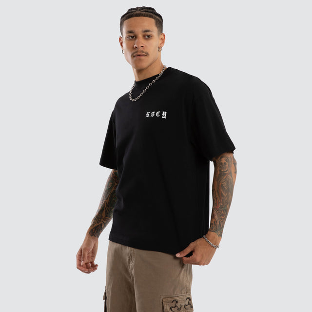 Model wears Marked Street Tee Jet Black T-Shirts Black – image 5