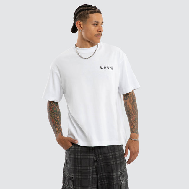 Model wears Marked Street Tee Optical White T-Shirts White – image 1