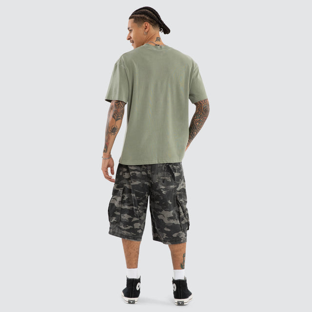 Model wears Marked Street Tee Pigment Shadow T-Shirts Green – image 2