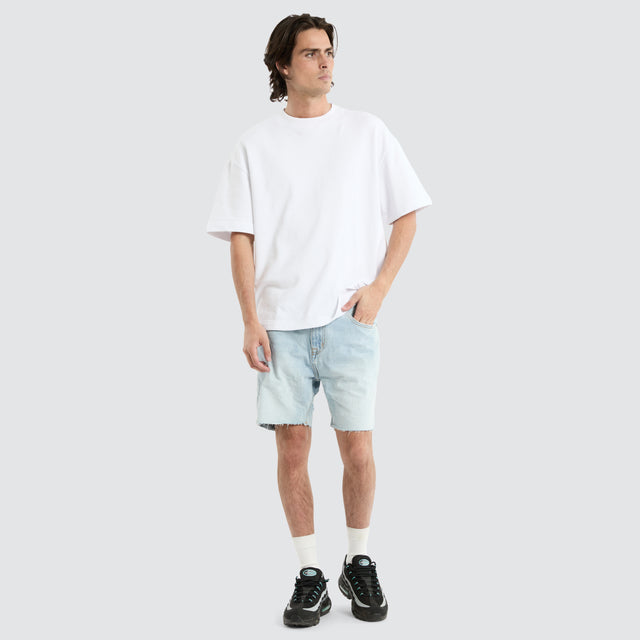 KS5 Slim Denim Shorts Sunbleached Blue