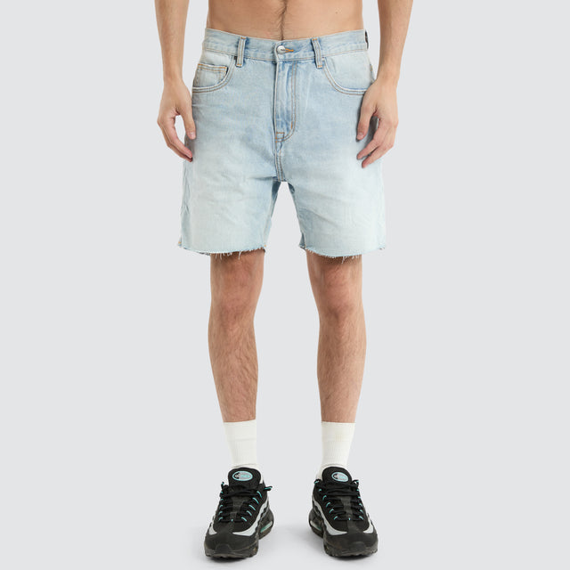 KS5 Slim Denim Shorts Sunbleached Blue