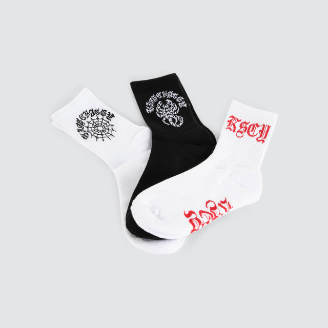 Web Mix 3PK Socks Multi Colour