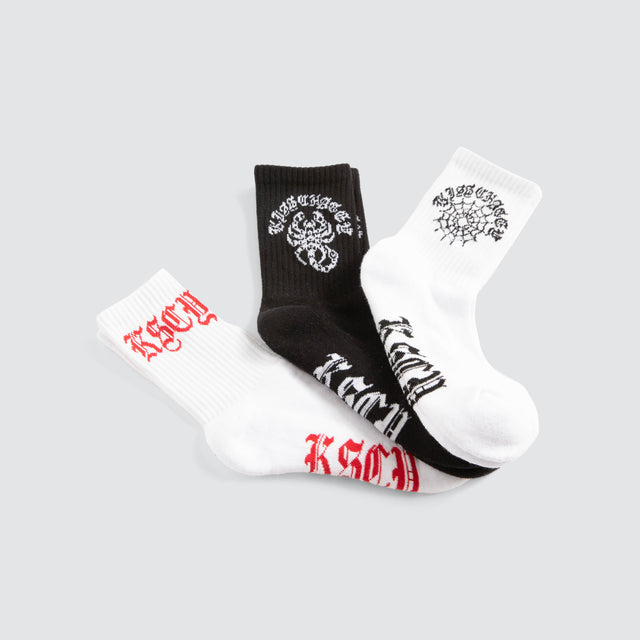 Web Mix 3PK Socks Multi Colour