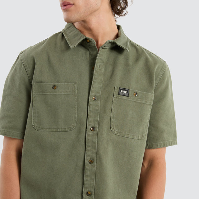 Lee Worker Short Sleeve Shirt Green