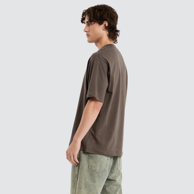 Emb Baggy Tee Brown