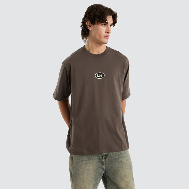 Emb Baggy Tee Brown