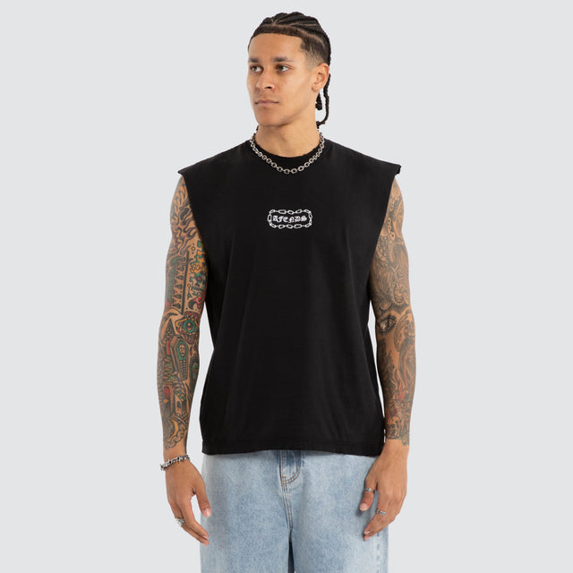 Spiritual Heavyweight Muscle Tee Stone Black