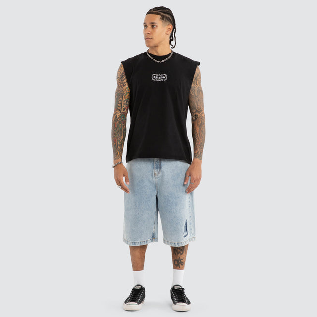 Spiritual Heavyweight Muscle Tee Stone Black