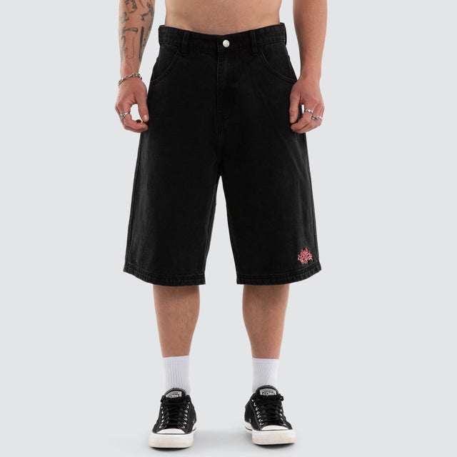 Rush Longline Jorts Washed Black