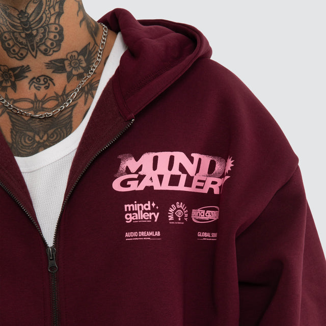 Model wears Figments Street Zip Hoodie Fig Hoodies Red – image 4