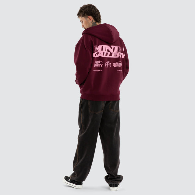 Model wears Figments Street Zip Hoodie Fig Hoodies Red – image 2