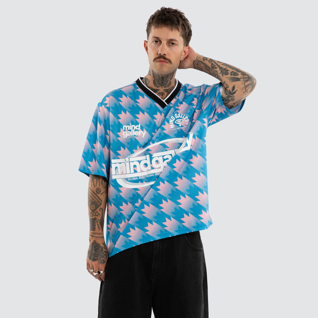 Model wears Lume Football Jersey Blue Pink Jerseys Blue – image 1