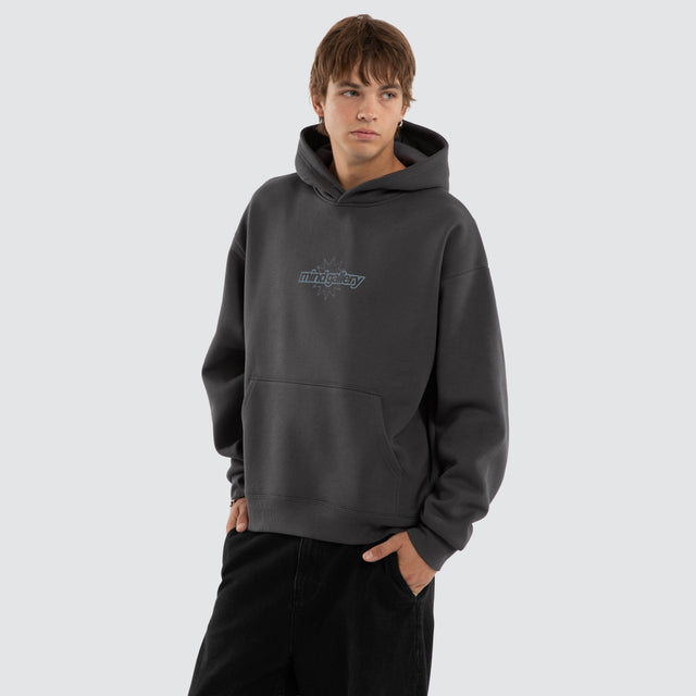 Model wears Stone Oversized Hoodie Asphalt Hoodies Black – image 3