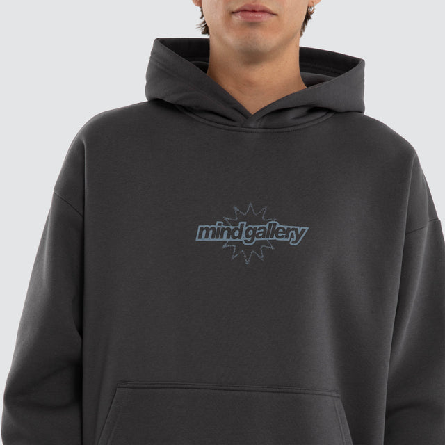 Model wears Stone Oversized Hoodie Asphalt Hoodies Black – image 4