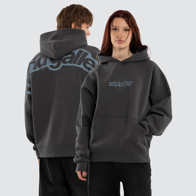 Model wears Stone Oversized Hoodie Asphalt Hoodies Black – image 1