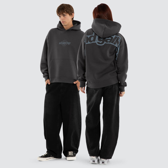 Model wears Stone Oversized Hoodie Asphalt Hoodies Black – image 5