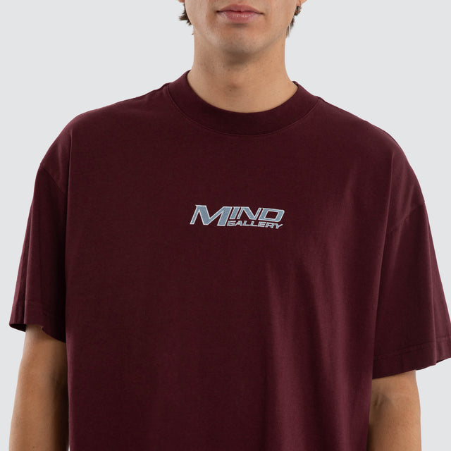 Model wears Arbutus Raptor Tee Wine Tasting T-Shirts Purple – image 3