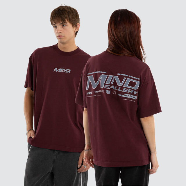 Model wears Arbutus Raptor Tee Wine Tasting T-Shirts Purple – image 1