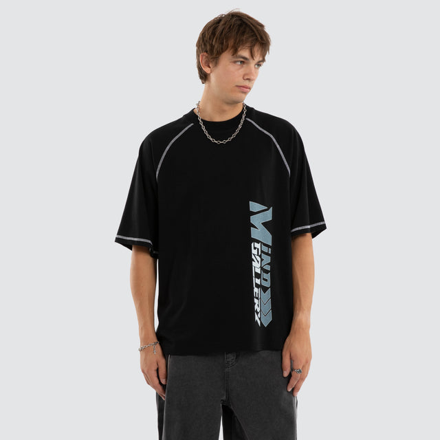 Model wears Step Raglan Raptor Tee Jet Black T-Shirts Black – image 3