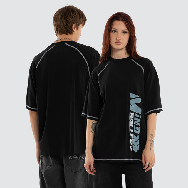 Model wears Step Raglan Raptor Tee Jet Black T-Shirts Black – image 1