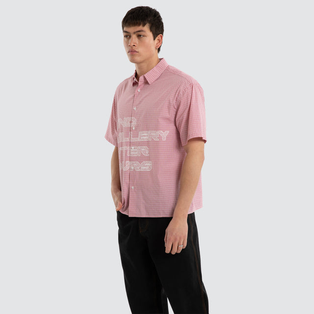 After Short Sleeve Button Up Shirt Red Check