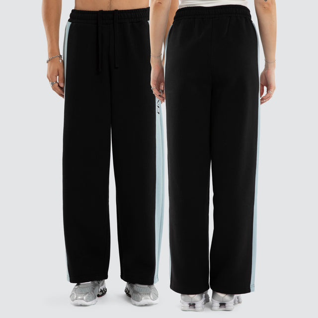 Model wears Grey Cloud Trackpants Jet Black/Arona Teal Trackpants Blue – image 2
