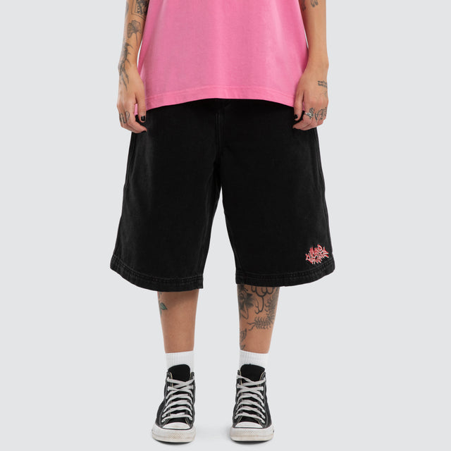 Rush Longline Jorts Washed Black